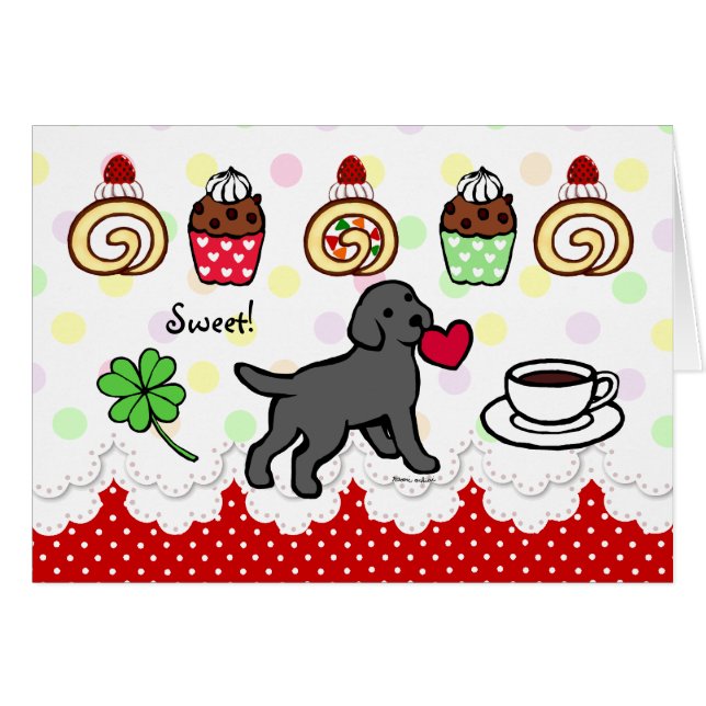 Schwarzer Labrador-Welpen-Herz-Cartoon (Vorderseite (Horizontal))