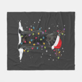 Schwarzer Labrador Xmas Hund Weihnachtsbaum Licht Fleecedecke (Vorderseite (Horizontal))