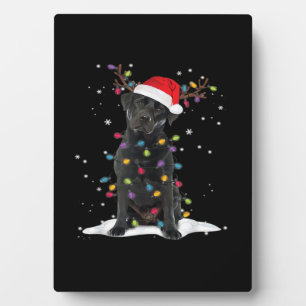 Schwarzer Labrador Xmas Hund Weihnachtsbaum Licht  Fotoplatte