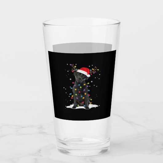 Schwarzer Labrador Xmas Hund Weihnachtsbaum Licht Glas (Vorderseite)