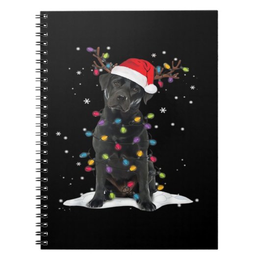 Schwarzer Labrador Xmas Hund Weihnachtsbaum Licht Notizblock (Vorderseite)