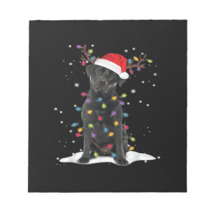 Schwarzer Labrador Xmas Hund Weihnachtsbaum Licht Notizblock