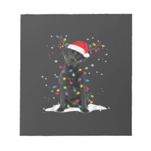Schwarzer Labrador Xmas Hund Weihnachtsbaum Licht  Notizblock