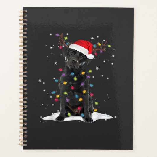 Schwarzer Labrador Xmas Hund Weihnachtsbaum Licht Planer (Vorderseite)