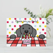 Schwarzer Labrador zum Geburtstag Einladung (Stehend Vorderseite)