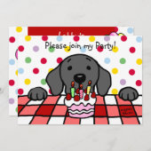 Schwarzer Labrador zum Geburtstag Einladung (Vorne/Hinten)