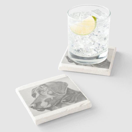 Schwarzer Labradorgetränk-Untersetzer Steinuntersetzer (Seitenansicht)