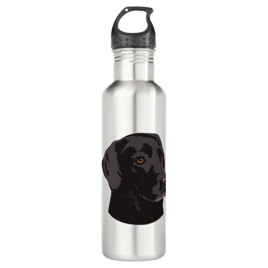 Schwarzer Labradorhund Edelstahlflasche (Vorderseite)