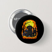 Schwarzer Labradorhund mit Kürbissen Lustig Grusel Button (Vorne & Hinten)