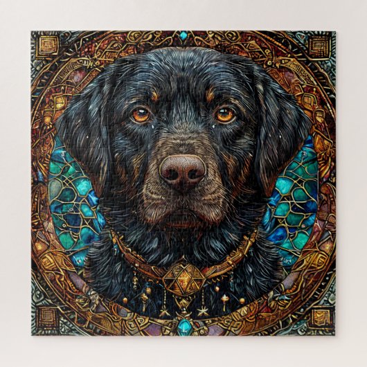 Schwarzer Labradorhund Puzzle (Vertikal)