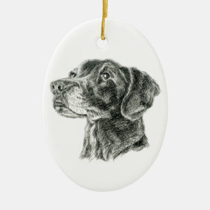 Schwarzer Labradors Keramik Ornament