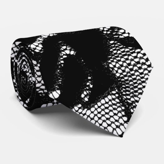 Schwarzer Lace - Stoff Krawatte (Gerollt)