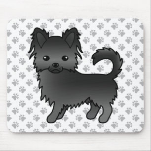 Schwarzer Langmantel Chihuahua Cartoon Hund & Pfot Mousepad