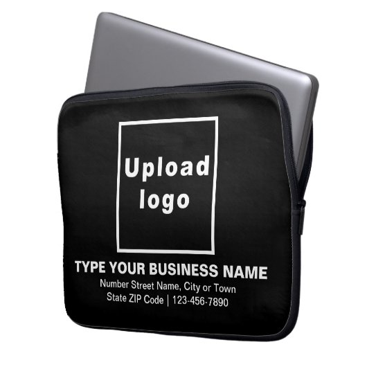 Schwarzer Laptop-Sieb mit Markenbezeichnung Laptopschutzhülle (Vorderseite Links)