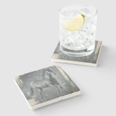 Schwarzer laufender Stallion Steinuntersetzer (Seitenansicht)