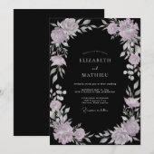 Schwarzer Lavendel-Kranz Hochzeit Einladung (Vorne/Hinten)
