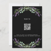 Schwarzer Lavendel Violett QR-Code UAWG Luxus Hoch Einladung (Rückseite)