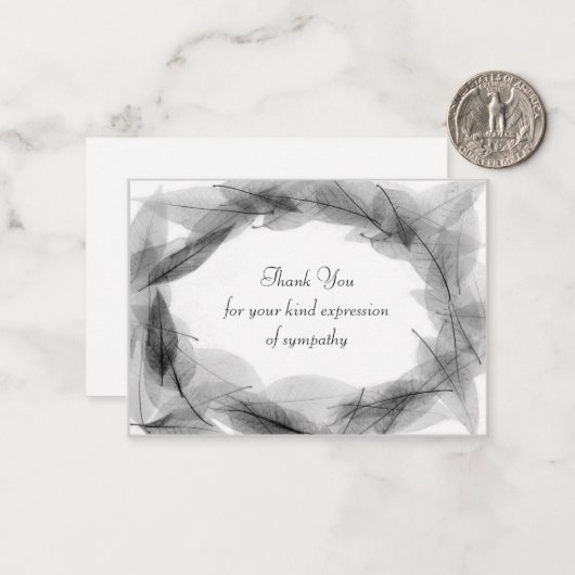 Schwarzer Leaf Rahmen nach Beerdigung Danke Karten (Vorderseite/Rückseite Beispiel)