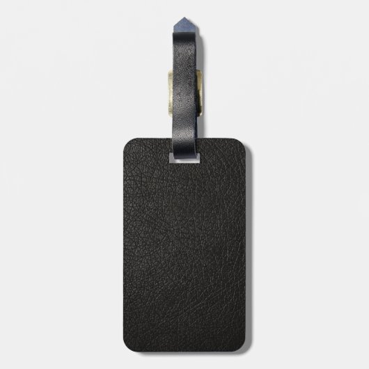 Schwarzer Leather-Look Gepäckanhänger (Rückseite vertikal)