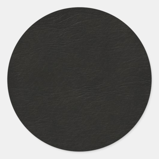 Schwarzer Leather-Look Runder Aufkleber (Vorderseite)
