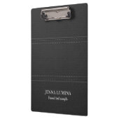 Schwarzer Leder Textur Grauer Text Klemmbrett (Links)