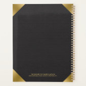 Schwarzer Lederabdruck mit goldenen Akzenten Planer (Rückseite)