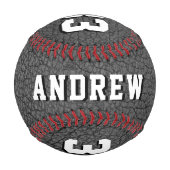 Schwarzer Lederdruck Spieler Name Teamnummer Baseball (Rückseite)