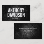 Schwarzer Ledereffekt Große, fette Textkarte Visitenkarte (Vorne/Hinten)