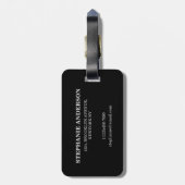 Schwarzer Lederhintergrund mit Monogramm Gepäckanh Gepäckanhänger (Rückseite vertikal)