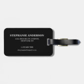 Schwarzer Lederhintergrund mit Monogramm Gepäckanh Gepäckanhänger (Rückseite horizontal)