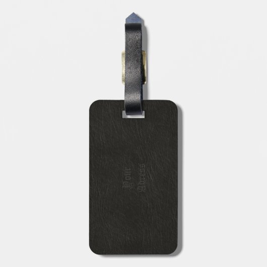 Schwarzer lederner Blick Gepäckanhänger (Rückseite vertikal)