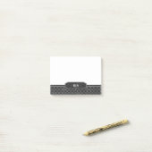 Schwarzer lederner Blick weißes Quatrefoil Post-it Klebezettel (Auf Schreibtisch)