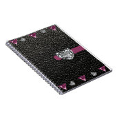 schwarzer Lederstil mit Herzstück Notizblock (Rechte Seite)