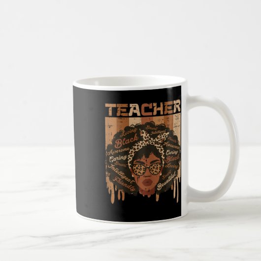 Schwarzer Lehrer Afro Haar Wörter Geschichtsmonat Kaffeetasse (Rechts)