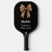 Schwarzer Leopard-Bogen-Name-Zitat Pickleball Schläger (Vorderseite)