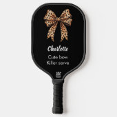 Schwarzer Leopard-Bogen-Name-Zitat Pickleball Schläger (Rückseite)