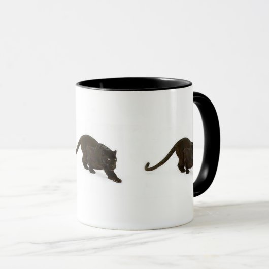 Schwarzer Leopard, der, schwarzer anpirschender Tasse (VorderseiteRechts)