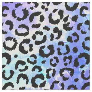 Schwarzer Leopard-Druck auf blauem Stoff