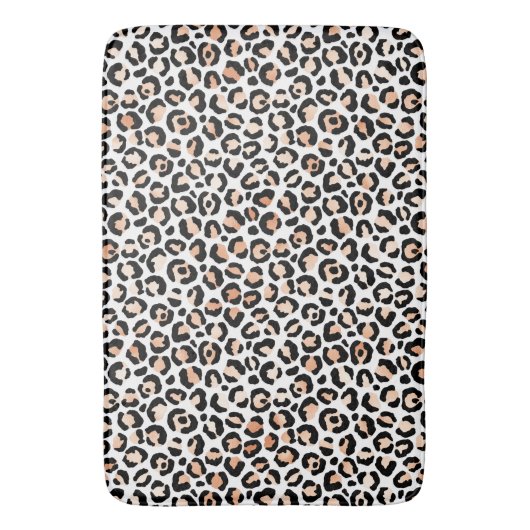 Schwarzer Leopard-Druck mit weißem Pfirsich  Badematte (Vorderseite Vertikal)