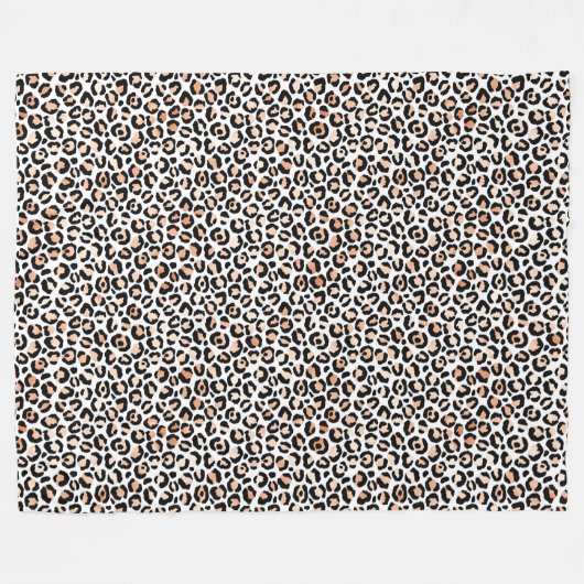 Schwarzer Leopard-Druck mit weißem Pfirsich Fleecedecke (Vorderseite (Horizontal))