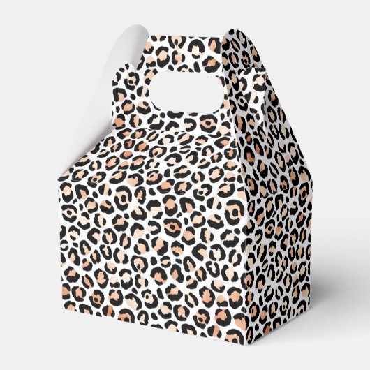 Schwarzer Leopard-Druck mit weißem Pfirsich Geschenkschachtel (Vorderseite)