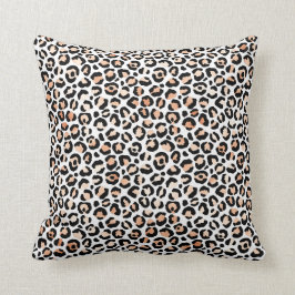 Schwarzer Leopard-Druck mit weißem Pfirsich Kissen