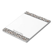 Schwarzer Leopard-Druck mit weißem Pfirsich Notizblock (Rotiert)