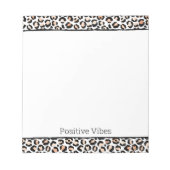 Schwarzer Leopard-Druck mit weißem Pfirsich Notizblock (Vorderseite)