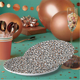 Schwarzer Leopard-Druck mit weißem Pfirsich Pappteller