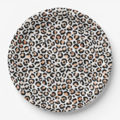 Schwarzer Leopard-Druck mit weißem Pfirsich Pappteller (Vorderseite)