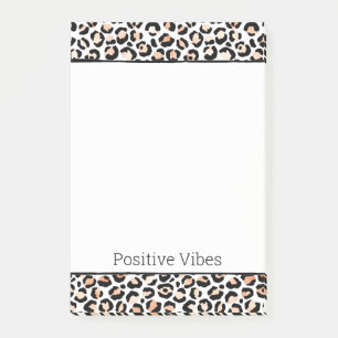 Schwarzer Leopard-Druck mit weißem Pfirsich Post-it Klebezettel