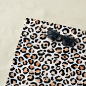 Schwarzer Leopard-Druck mit weißem Pfirsich        Strandtuch (Beispiel)