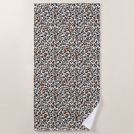Schwarzer Leopard-Druck mit weißem Pfirsich Strandtuch