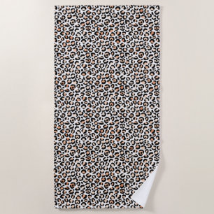 Schwarzer Leopard-Druck mit weißem Pfirsich Strandtuch